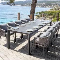 Outlet Tavolo da giardino allungabile 12 posti Alluminio Amalfi (300 x 96 cm) Grigio Salotto Da Giardino|Tavoli Da Giardino