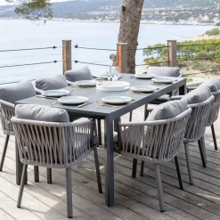 Outlet Tavolo da giardino allungabile 12 posti Alluminio Amalfi (300 x 96 cm) Grigio Salotto Da Giardino|Tavoli Da Giardino