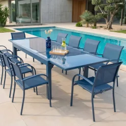 New Tavolo da giardino allungabile in vetro 12 posti Murano Salotto Da Giardino|Tavoli Da Giardino