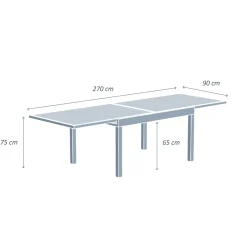Online Tavolo da giardino allungabile in vetro 10 posti (135/270 x 90 cm) Murano Salotto Da Giardino|Tavoli Da Giardino
