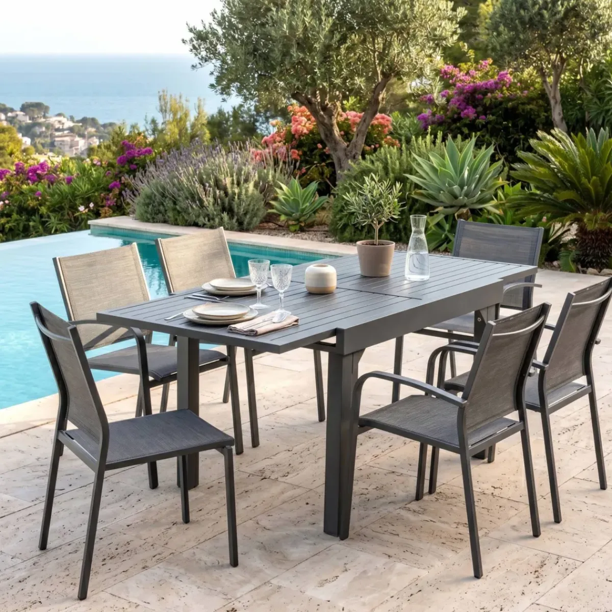Online Tavolo da giardino allungabile alluminio 8 posti Murano Grigio Salotto Da Balcone|Salotto Da Giardino