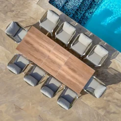 Sale Tavolo da giardino allungabile alluminio 10 posti (260 x 96 cm) Amalfi Bianco Salotto Da Giardino|Tavoli Da Giardino