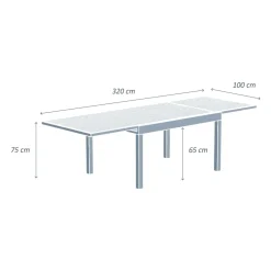 Sale Tavolo da giardino allungabile 12 posti Alluminio effetto legno Murano (320 x 100 cm) Bianco Salotto Da Giardino|Tavoli Da Giardino