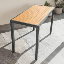 Sale Tavolo da giardino alto in alluminio 6 posti effetto legno (160 x H105 cm) Murano Grigio antracite Salotto Da Balcone|Salotto Da Giardino