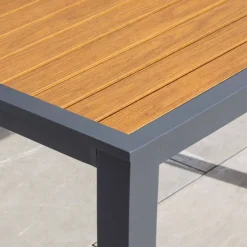 Sale Tavolo da giardino alto in alluminio 6 posti effetto legno (160 x H105 cm) Murano Grigio antracite Salotto Da Balcone|Salotto Da Giardino