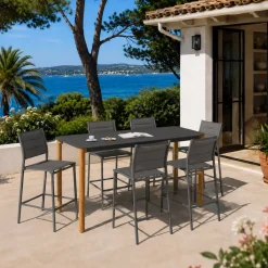 Online Tavolo da giardino alto in alluminio per 8 persone (200 x H105 cm) Monte Carlo Grigio Salotto Da Giardino|Tavoli Da Giardino