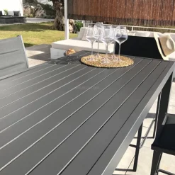 Online Tavolo da giardino alto in alluminio 6 posti (160 x H105 cm) Murano Grigio Salotto Da Balcone|Salotto Da Giardino
