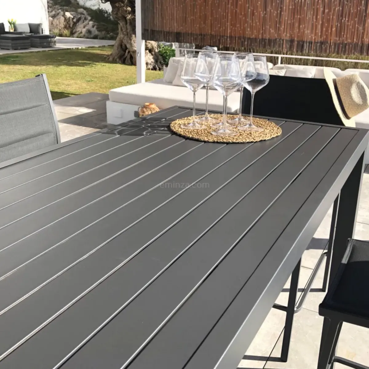 Online Tavolo da giardino alto in alluminio 6 posti (160 x H105 cm) Murano Grigio Salotto Da Balcone|Salotto Da Giardino
