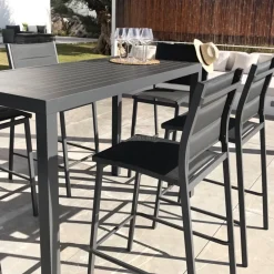 Online Tavolo da giardino alto in alluminio 6 posti (160 x H105 cm) Murano Grigio Salotto Da Balcone|Salotto Da Giardino
