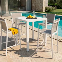 Hot Tavolo da giardino alto quadrato alluminio 4 posti (90 x H105 cm) Murano Salotto Da Balcone|Salotto Da Giardino
