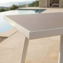 Discount Tavolo da giardino estensibile automatico in alluminio 10 posti (200/260 x 96 cm) Amalfi Bianco e tortora Salotto Da Giardino|Tavoli Da Giardino