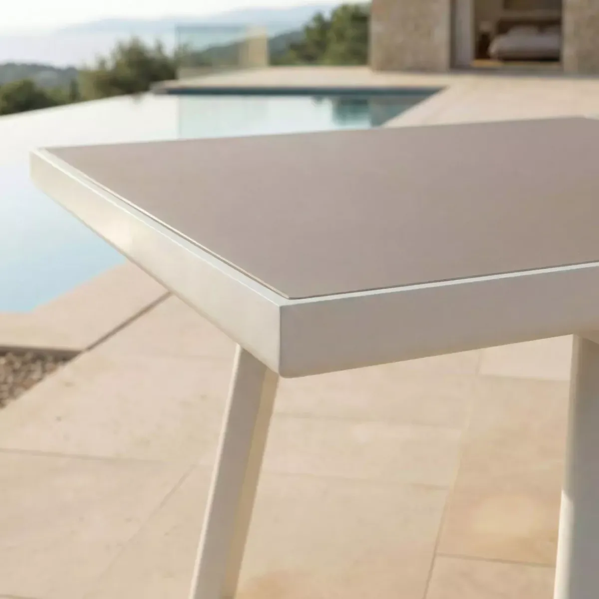 Discount Tavolo da giardino estensibile automatico in alluminio 10 posti (200/260 x 96 cm) Amalfi Bianco e tortora Salotto Da Giardino|Tavoli Da Giardino