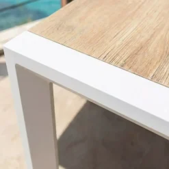 Hot Tavolo da giardino estensibile in alluminio 12 posti (195/247/300 x 96 cm) Amalfi Bianco e legno Salotto Da Giardino|Tavoli Da Giardino