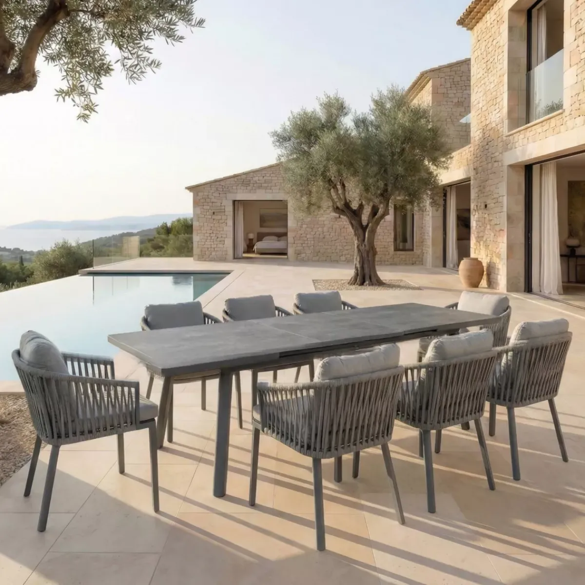 Tavolo da giardino estensibile automatico in alluminio 12 posti Amalfi Grigio Salotto Da Giardino|Tavoli Da Giardino