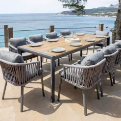 Online Tavolo da giardino estensibile in alluminio 10 posti (180/240 x 96 cm) Amalfi Grigio antracite e legno Salotto Da Giardino|Tavoli Da Giardino