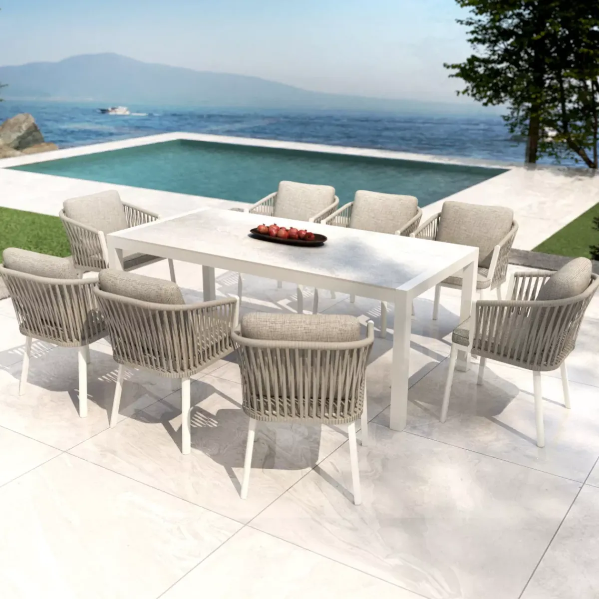 Outlet Tavolo da giardino in alluminio e ceramica 8 posti Modena Salotto Da Giardino|Tavoli Da Giardino
