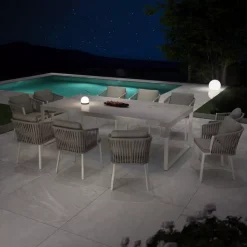 Tavolo da giardino in alluminio e ceramica 10 posti Kore Bianco e Salotto Da Giardino|Tavoli Da Giardino