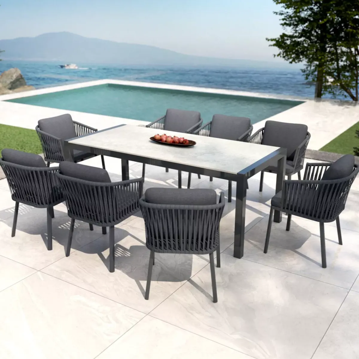 Tavolo da giardino in alluminio e ceramica 8 posti Modena Salotto Da Giardino|Tavoli Da Giardino