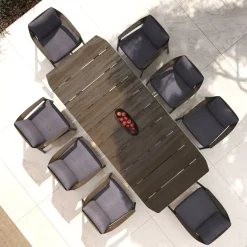 Tavolo da giardino legno teck 8 posti (260 x 100 cm) Cap Ferrat scuro Salotto Da Giardino|Tavoli Da Giardino