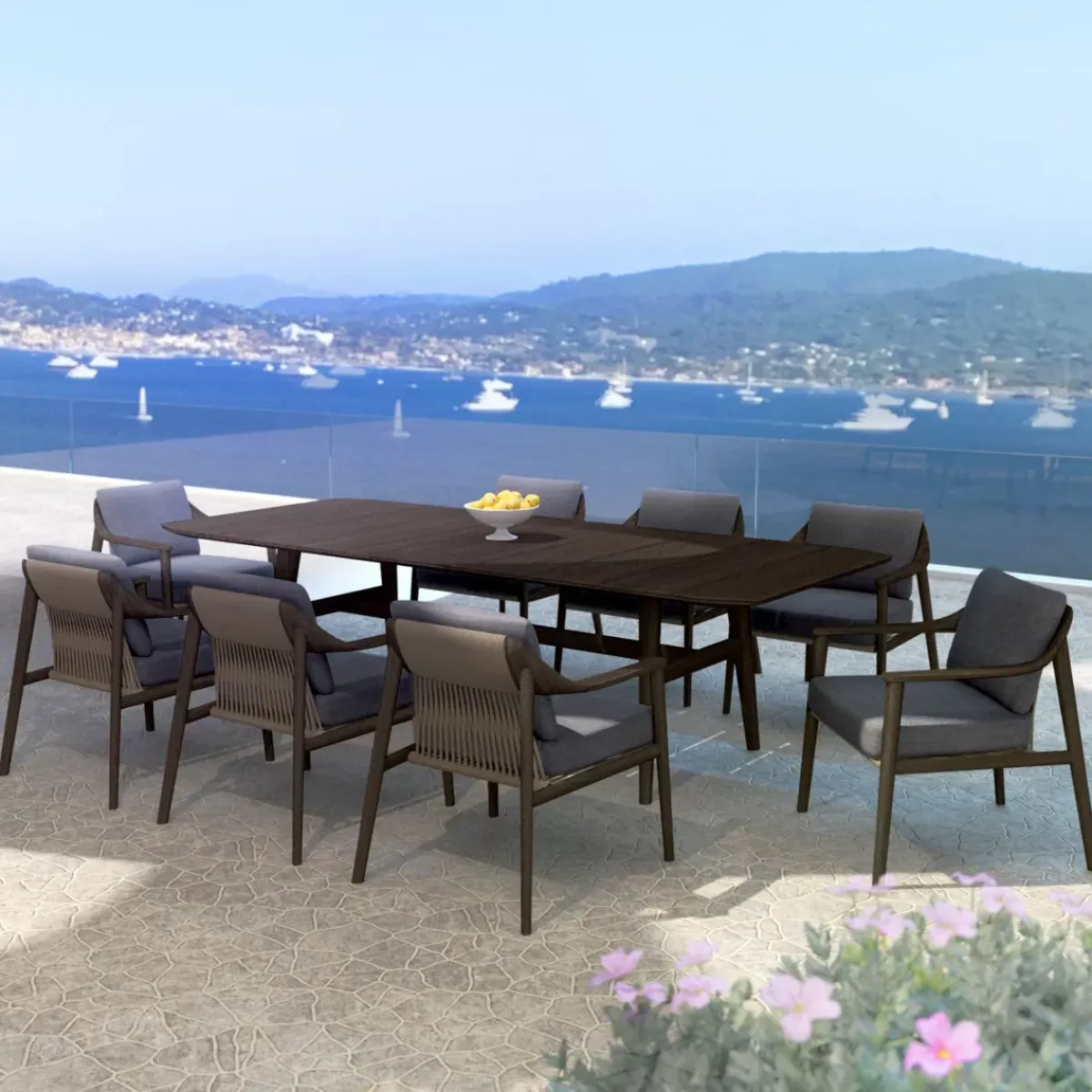 Tavolo da giardino legno teck 8 posti (260 x 100 cm) Cap Ferrat scuro Salotto Da Giardino|Tavoli Da Giardino