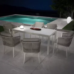 Hot Tavolo da giardino 6 posti Alluminio/Ceramica Modena (150 x 75 cm) e grigio Salotto Da Balcone|Salotto Da Giardino