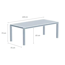 Hot Tavolo da giardino 6 posti Alluminio/Ceramica Modena (150 x 75 cm) e grigio Salotto Da Balcone|Salotto Da Giardino