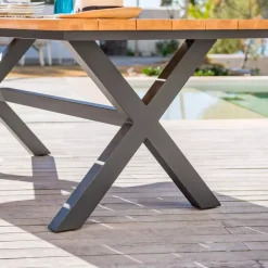 Best Tavolo da giardino 8 posti Alluminio/Eucalipto Bali Grigio Salotto Da Giardino|Tavoli Da Giardino