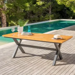 Best Tavolo da giardino 8 posti Alluminio/Eucalipto Bali Grigio Salotto Da Giardino|Tavoli Da Giardino