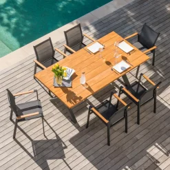 Best Tavolo da giardino 8 posti Alluminio/Eucalipto Bali Grigio Salotto Da Giardino|Tavoli Da Giardino