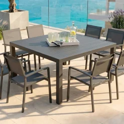 Online Tavolo da giardino quadrato alluminio 8 posti (136 x 136 cm) Murano Grigio Salotto Da Balcone|Salotto Da Giardino
