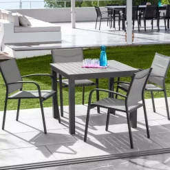 Online Tavolo da giardino quadrato alluminio 4 posti (89 x 89 cm) Murano Grigio Salotto Da Balcone|Salotto Da Giardino