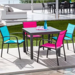 Online Tavolo da giardino quadrato alluminio 4 posti (89 x 89 cm) Murano Grigio Salotto Da Balcone|Salotto Da Giardino