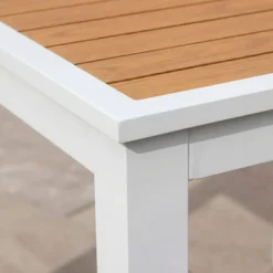 Online Tavolo da giardino quadrato in alluminio 4 posti (89 x 89 cm) Murano Bianco ed effetto legno Salotto Da Balcone|Salotto Da Giardino