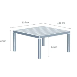 Clearance Tavolo da giardino quadrato in alluminio 8 posti Murano Salotto Da Balcone|Salotto Da Giardino