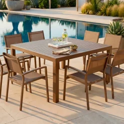 Sale Tavolo da giardino quadrato in alluminio 8 posti Murano Salotto Da Balcone|Tavoli Da Giardino