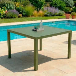 Tavolo da giardino quadrato in alluminio 8 posti Murano Verde oliva Salotto Da Balcone|Tavoli Da Giardino