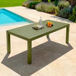 Outlet Tavolo da giardino rettangolare in alluminio 10 posti Murano Verde oliva Salotto Da Giardino|Tavoli Da Giardino