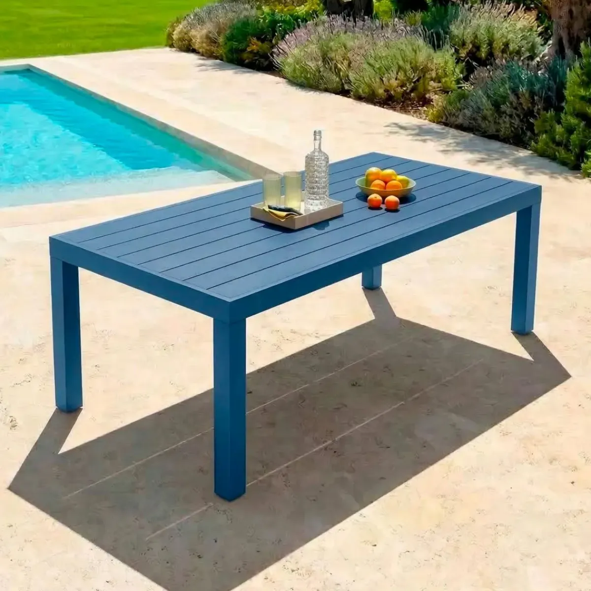 Discount Tavolo da giardino rettangolare in alluminio 8 posti (210 x 100 cm) Murano Blu Salotto Da Giardino|Tavoli Da Giardino