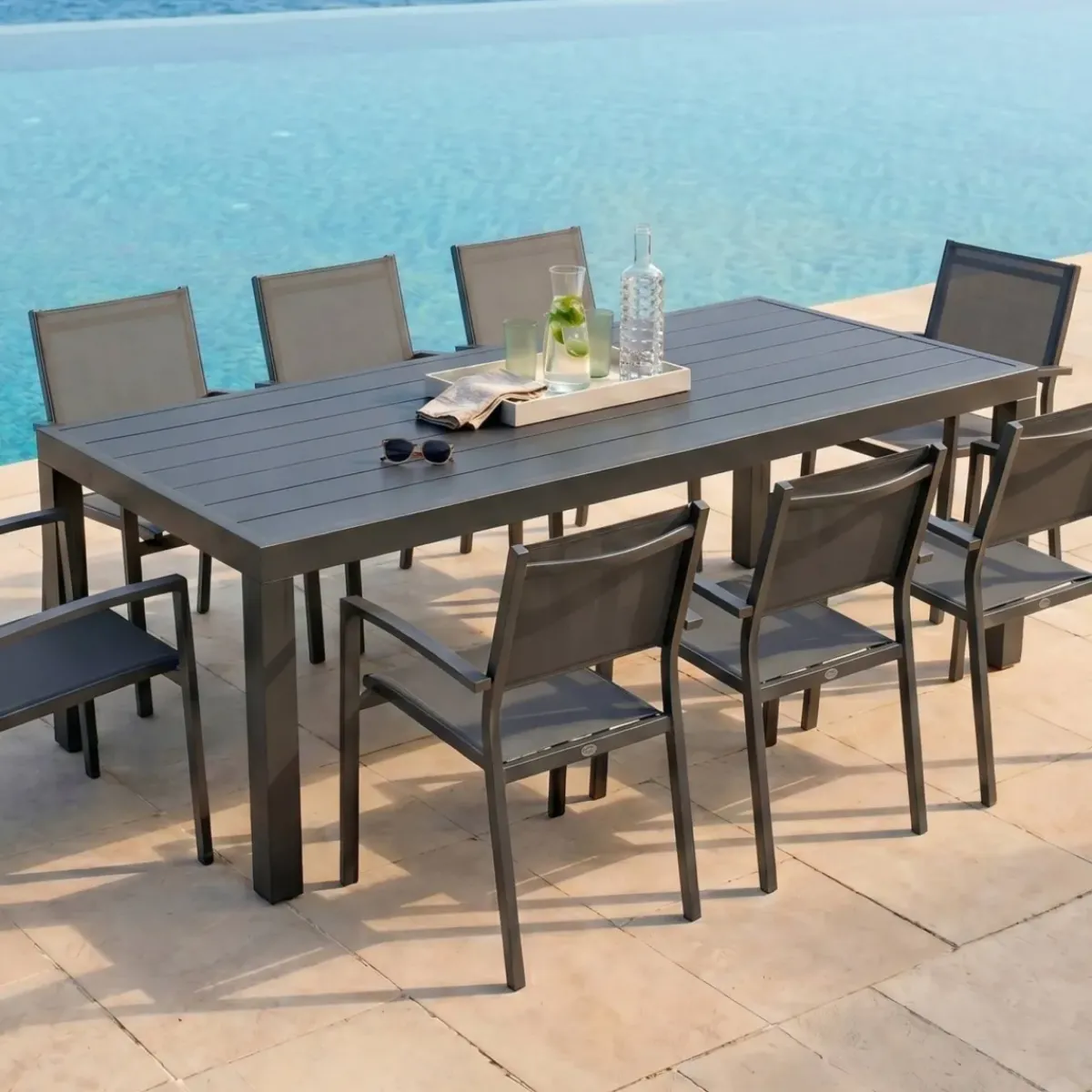 Discount Tavolo da giardino rettangolare alluminio 8 posti (210 x 100 cm) Murano Grigio Salotto Da Giardino|Tavoli Da Giardino