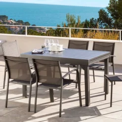 Tavolo da giardino rettangolare allungabile alluminio 10 posti (135/270 x 90 cm) Murano Grigio Salotto Da Giardino|Tavoli Da Giardino