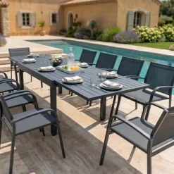 Tavolo da giardino rettangolare allungabile alluminio 10 posti (135/270 x 90 cm) Murano Grigio Salotto Da Giardino|Tavoli Da Giardino