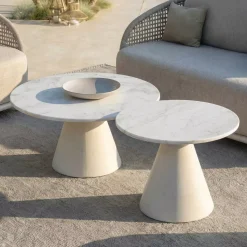 Clearance Tavolo da giardino rotondo in ceramica (D60 cm) Riviera Tavolini Da Giardino, Divani
