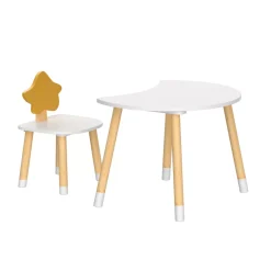 Tavolo e 1 sedia bambino legno (H44 cm) Stars Bianco