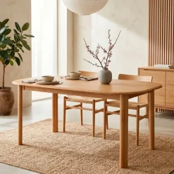 Tavolo rettangolare allungabile con prolunga in rovere (160 cm) Oakland Naturale