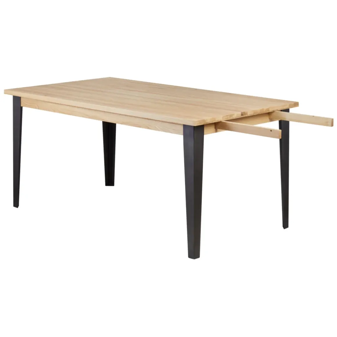 Tavolo rettangolare allungabile in rovere massiccio e metallo (160 cm) Bristol Naturale