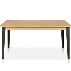 Tavolo rettangolare allungabile in rovere massiccio e metallo (160 cm) Bristol Naturale