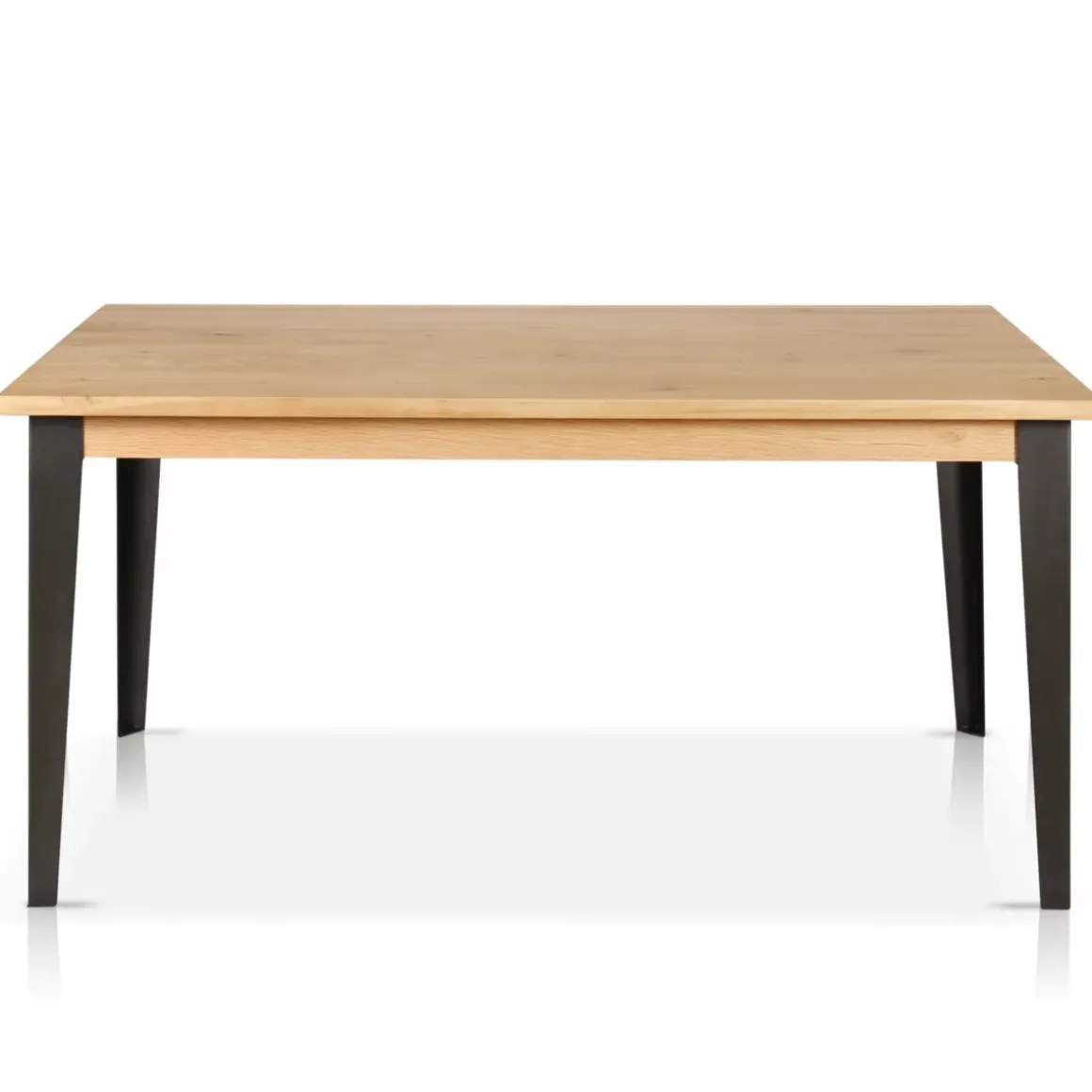 Tavolo rettangolare allungabile in rovere massiccio e metallo (160 cm) Bristol Naturale