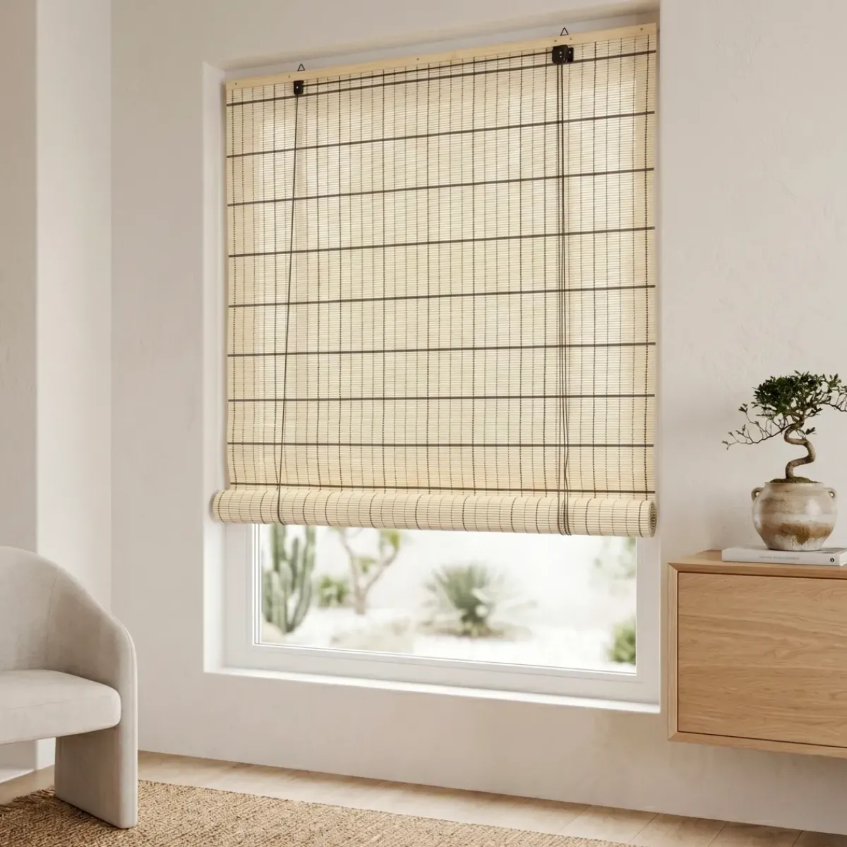 Clearance Tenda a rullo con bastoncini di bambù (120 x 180 cm) Bali Tende A Rullo