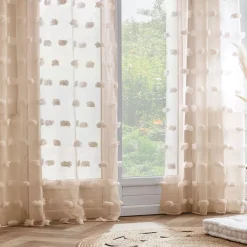 Discount Tenda con occhielli con pon pon (140 x 240 cm) Suzie Tende Trasparenti