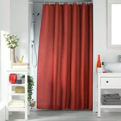 Tenda da doccia con effetto tessuto ad anelli (180 x 200 cm) Quarzo Terracotta